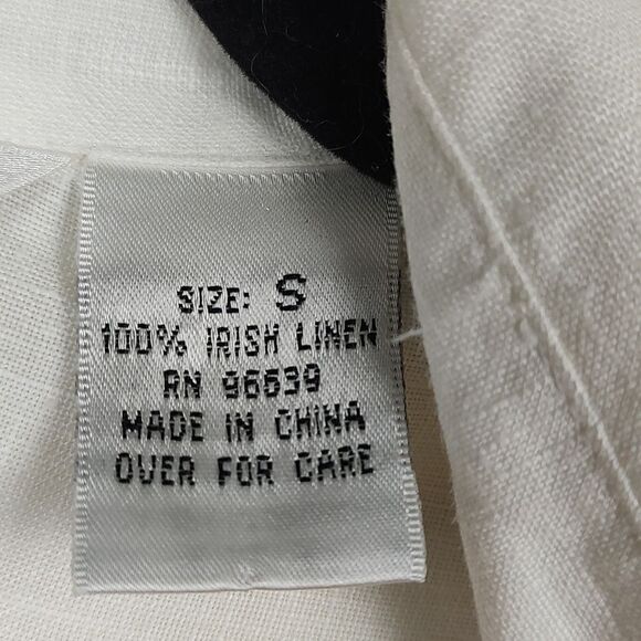 Richard Malcolm Irish Linen Long Sleeve Button Front Blouse Top Black Embroidery - Picture 4 of 14